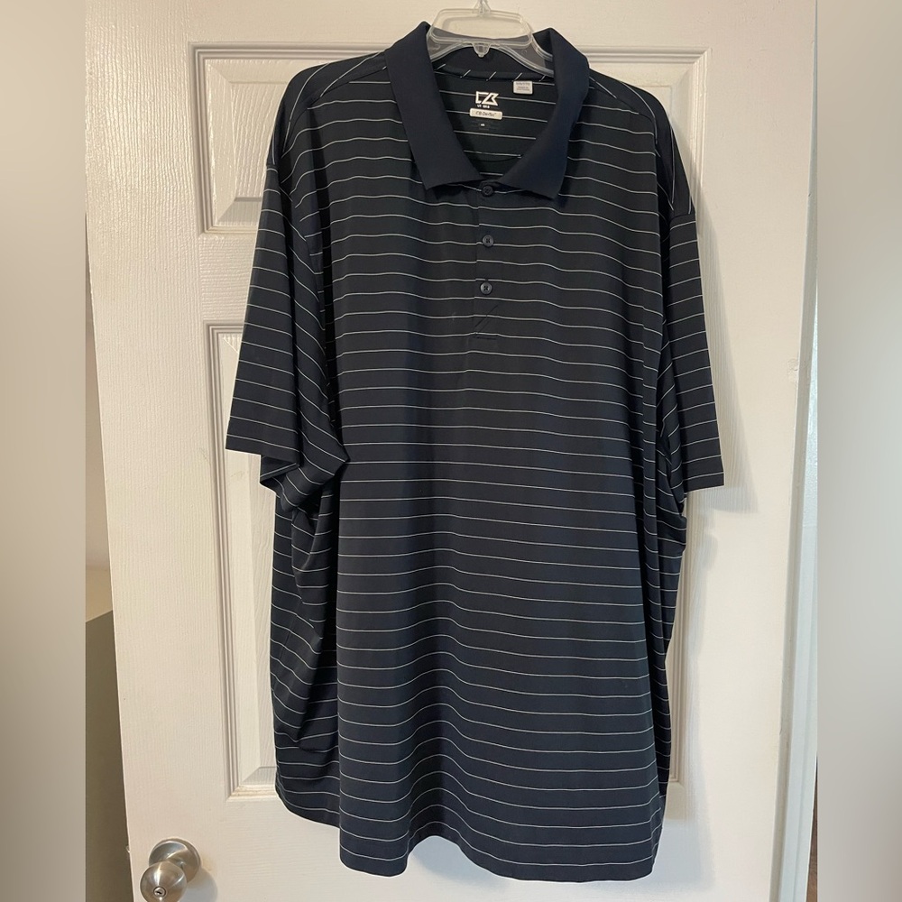 Cutter & Buck Men's Navy Striped Polo Shirt - 5XL